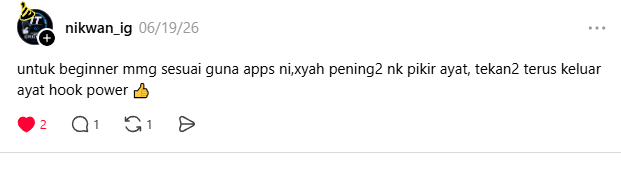 Feedback pengguna beginner