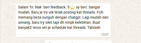 Feedback pengguna beginner